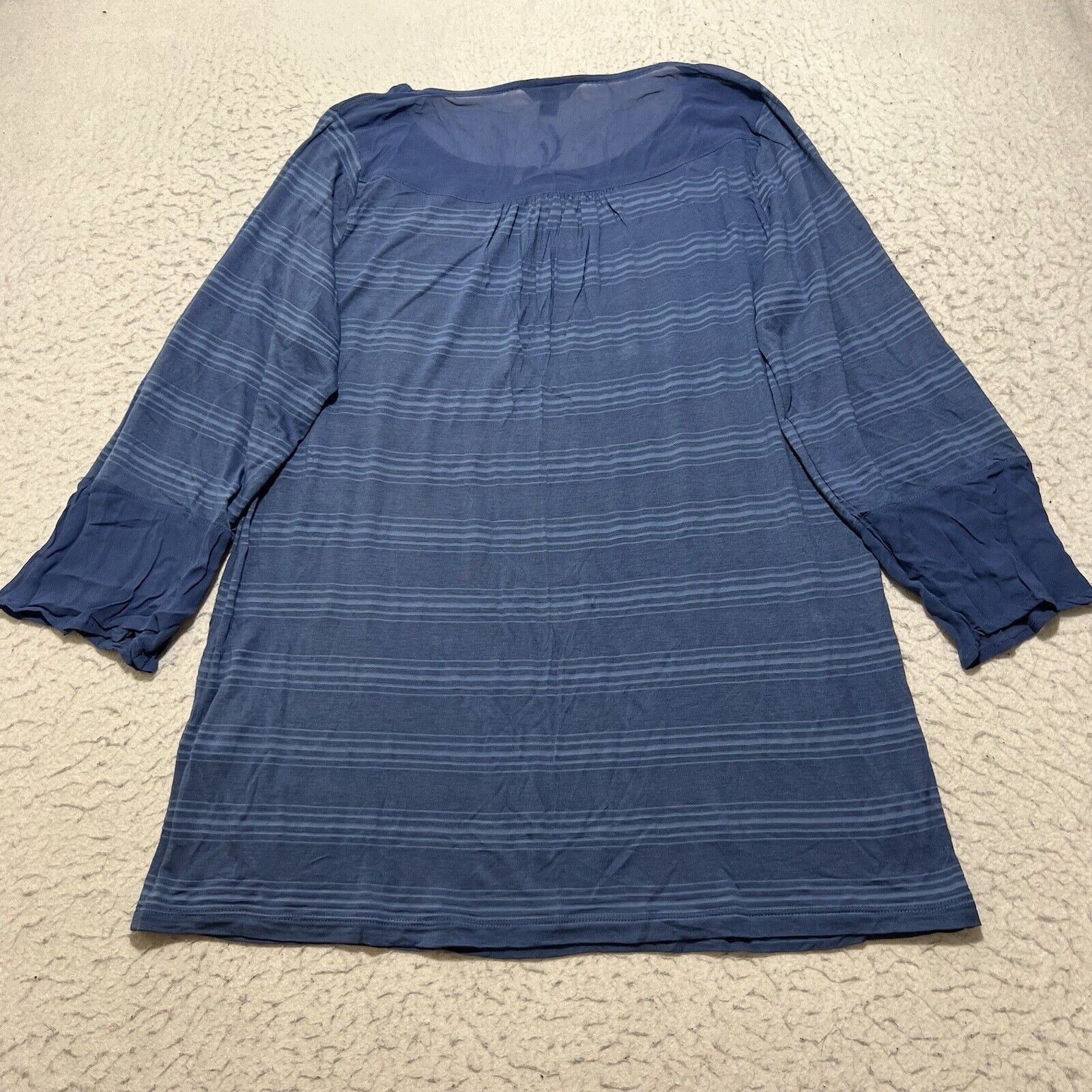 Lucky Brand Lucky Brand Large 3/4 Sleeve Crewneck Striped Navy Top Size M / US 6-8 / IT 42-44 - 10 Thumbnail