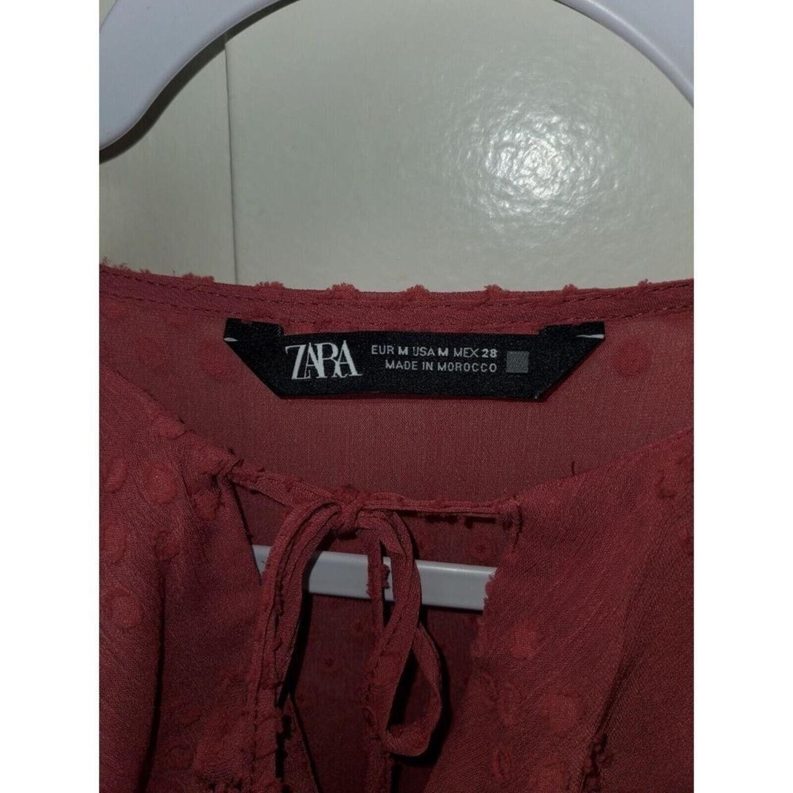 Zara Zara Swiss Dot Ruffle Romper Long Sleeve Dusty Rose Size 32" / US 10 / IT 46 - 5 Thumbnail