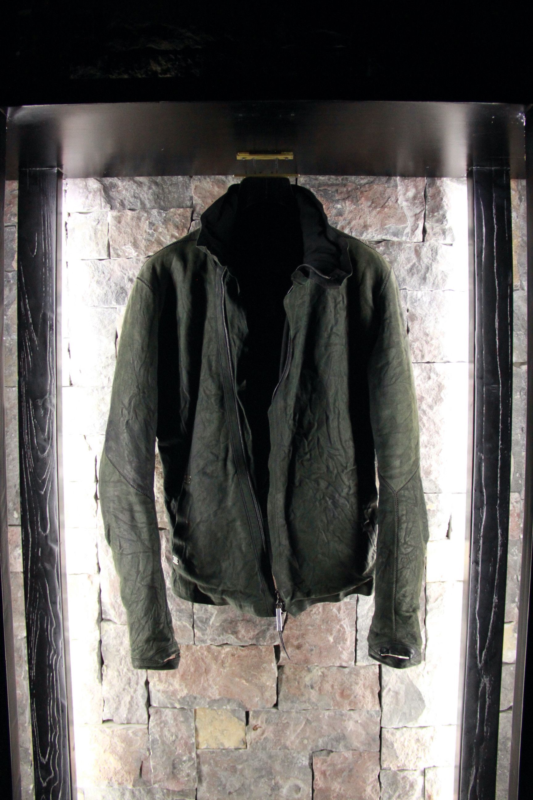 Isaac Sellam Experience Dark Green Nubuck Bauhaus Down Jacket Size US L / EU 52-54 / 3 - 1 Thumbnail