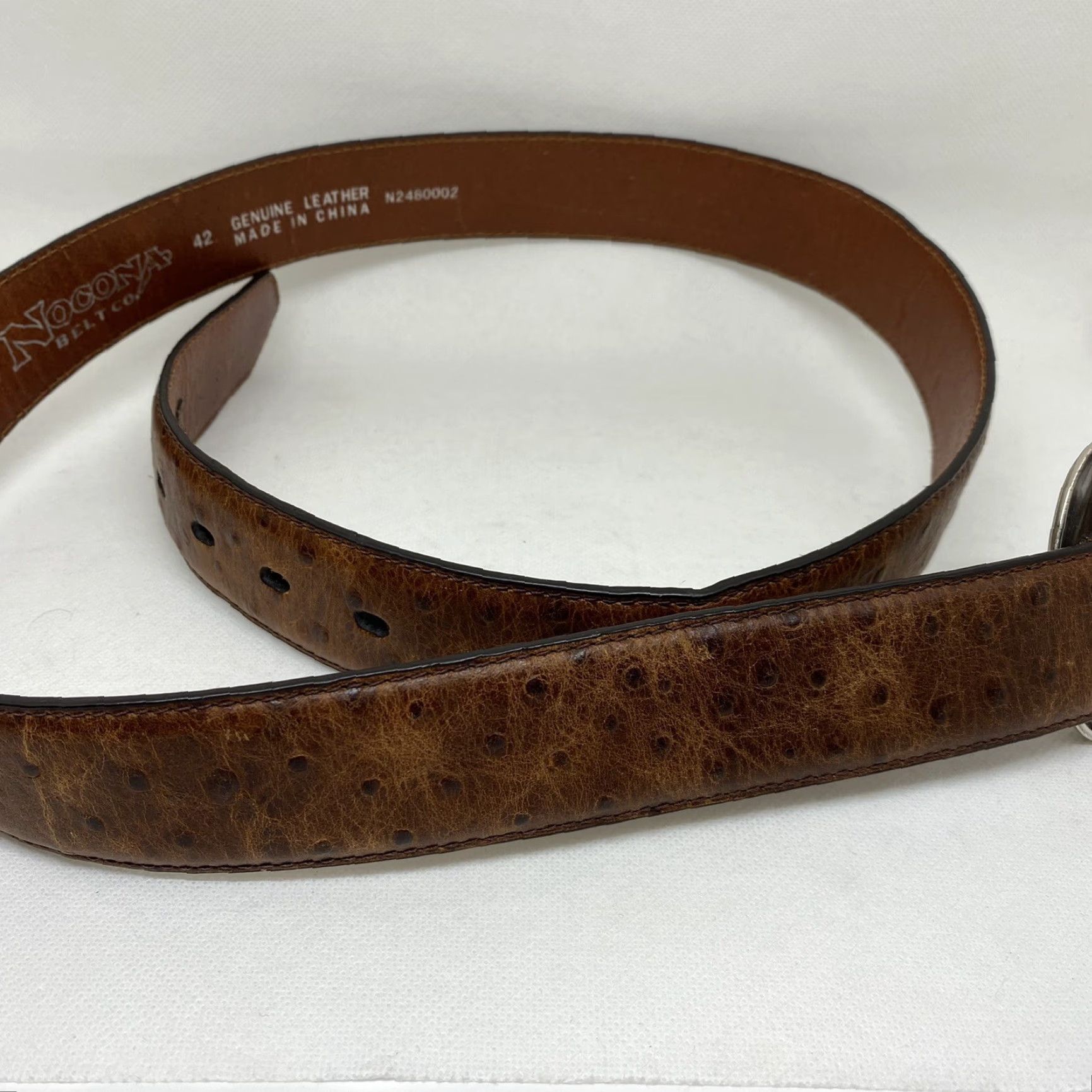 Vintage VINTAGE Nocona Belt Mens 42 Leather Brown Ostrich? Unisex Cowboy Rodeo Nocona Belt Mens 42 Leather Brown Ostrich? Size 42 - 4 Thumbnail