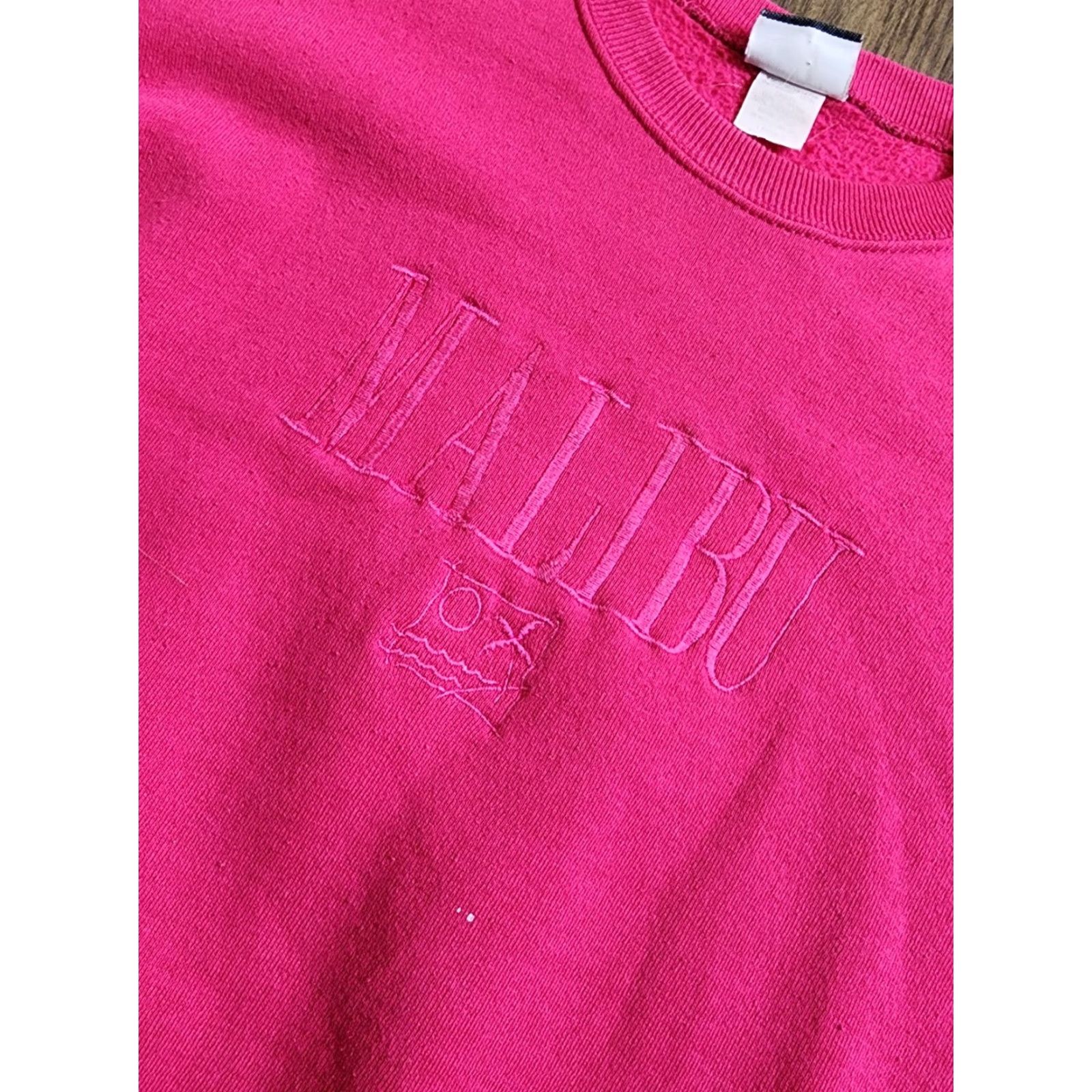 Lee VINTAGE Lee Sweatshirt Crewneck Pink Embroidered Malibu California Distressed Big & Tall 1X Womens Mens Unisex Adults Size XL / US 12-14 / IT 48-50 - 2 Thumbnail