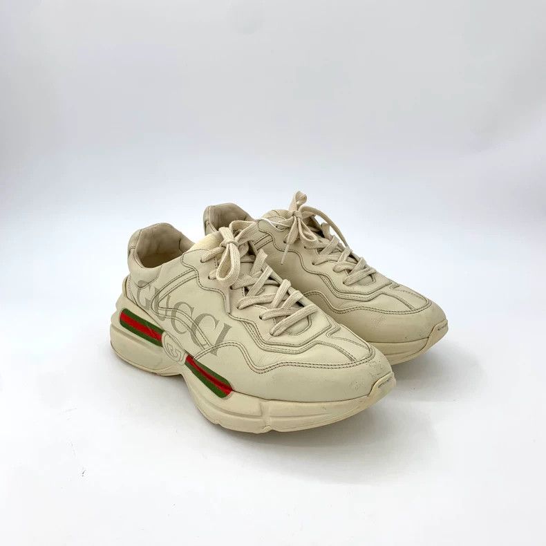 Gucci Gucci Rhyton series size 40 beige logo printed lace-on dad Size US 7 / EU 40 - 2 Thumbnail