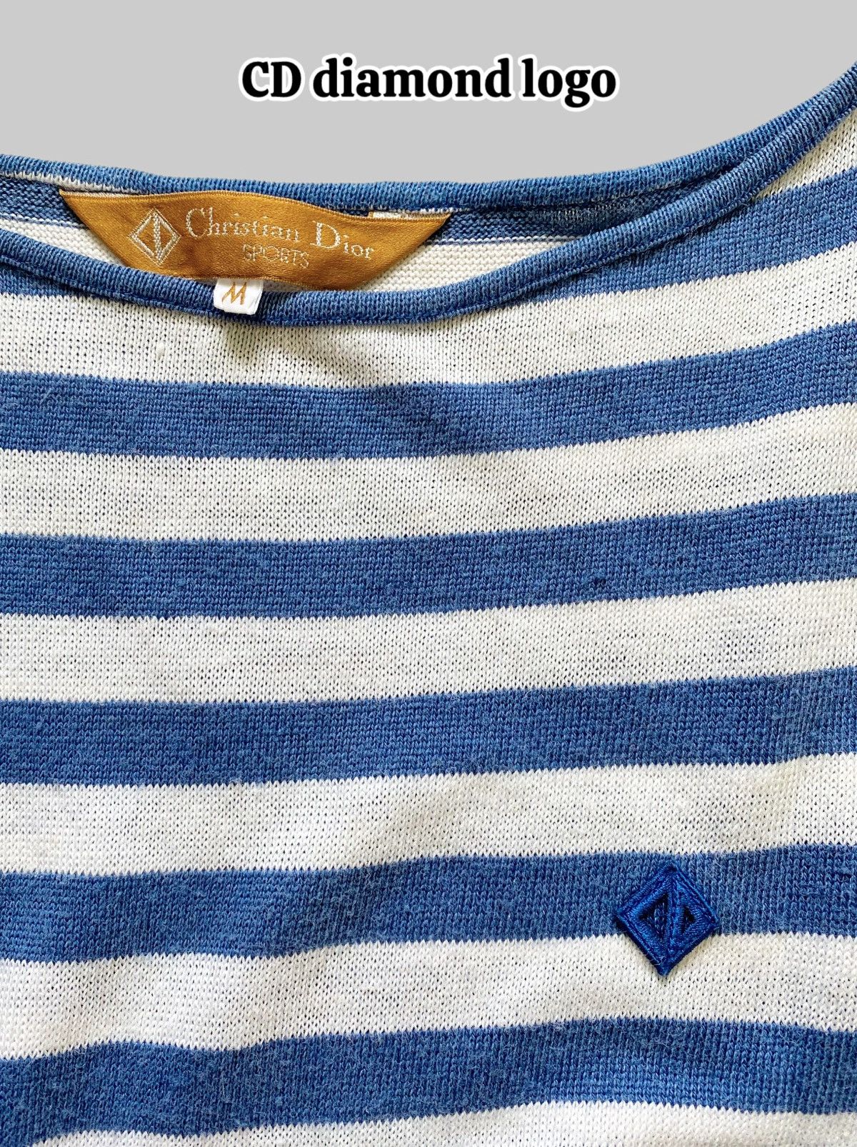 Christian Dior Monsieur Vintage 80s Christian Dior Sports Striped Cropped Shirt Size M / US 6-8 / IT 42-44 - 2 Thumbnail