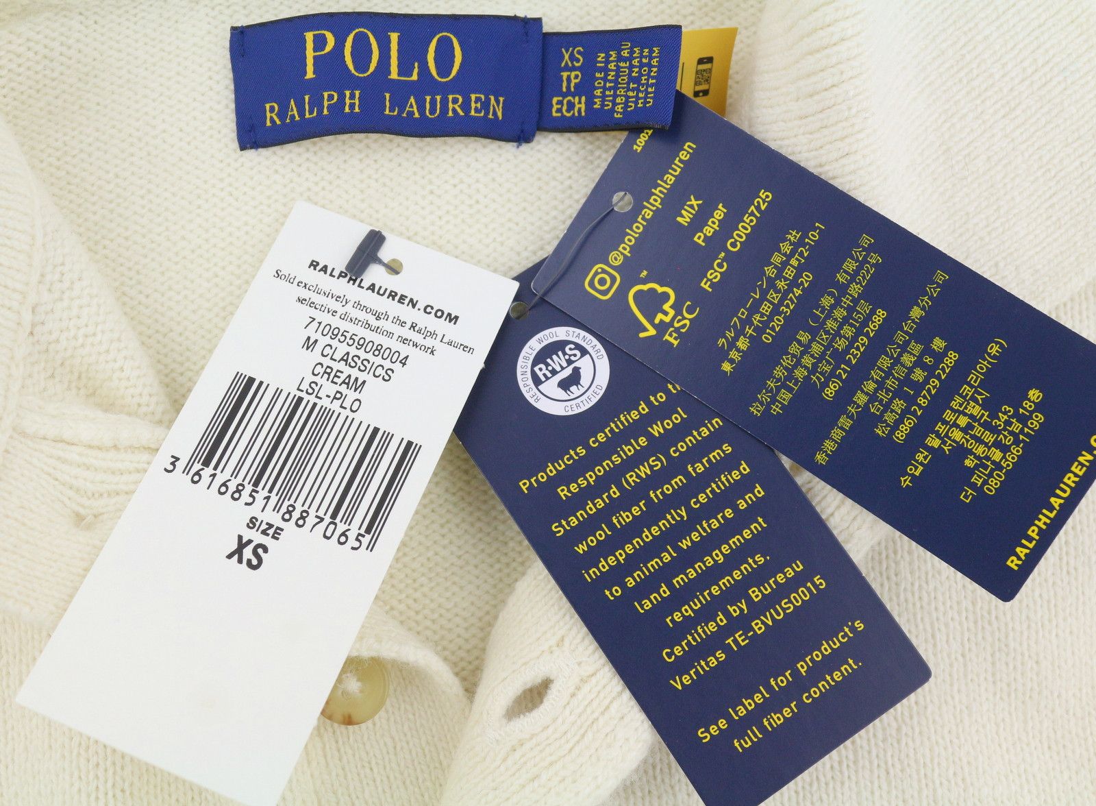 Ralph Lauren CREAM XS Wool Blend Polo Neck Pullover 86930 Size US XS / EU 42 / 0 - 6 Thumbnail