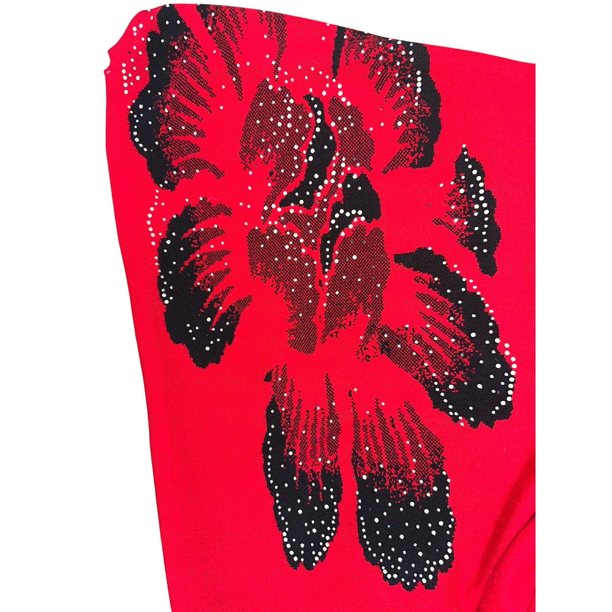 Other CCC Spring Pullover Stretch Loose Red Black Floral Sweater D Size L / US 10 / IT 46 - 7 Thumbnail