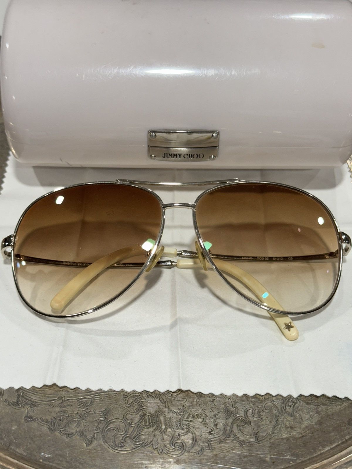 Jimmy Choo Jimmy Choo Aviator Sunglasses Size ONE SIZE - 1 Thumbnail