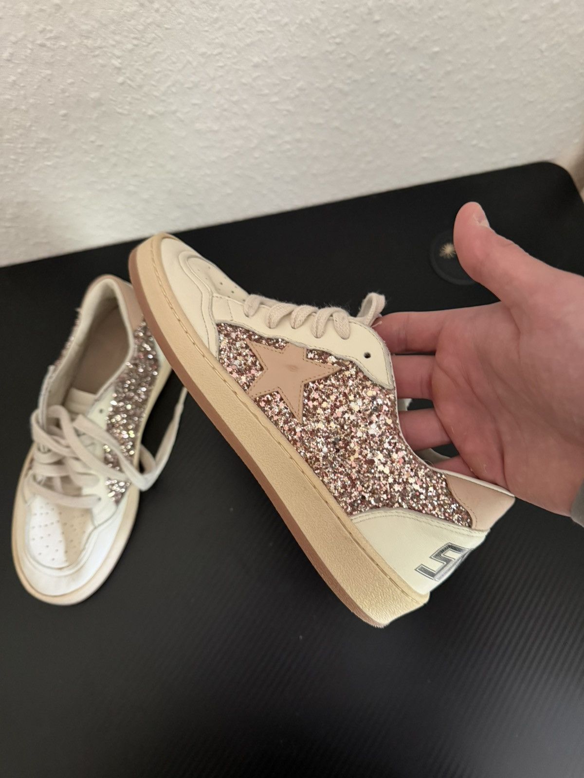 Golden Goose Golden Goose Ball Star Glitter Pink Low Top Sneakers Size US 5 / IT 35 - 1 Thumbnail