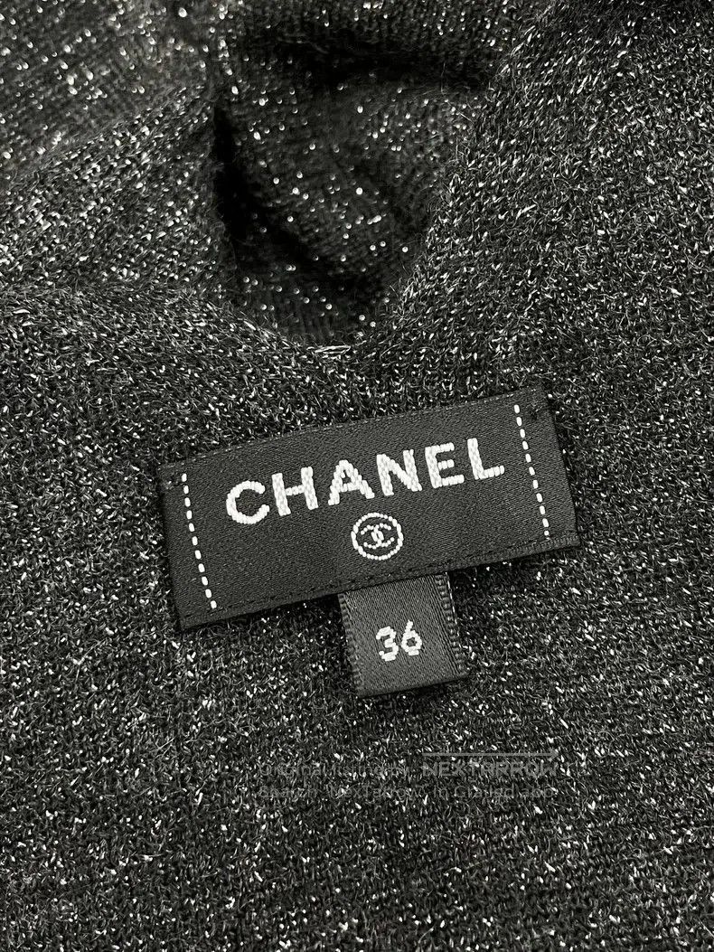 Chanel Chanel Black Sparkle V-Neck Knit Dress. Size US S / EU 44-46 / 1 - 5 Thumbnail