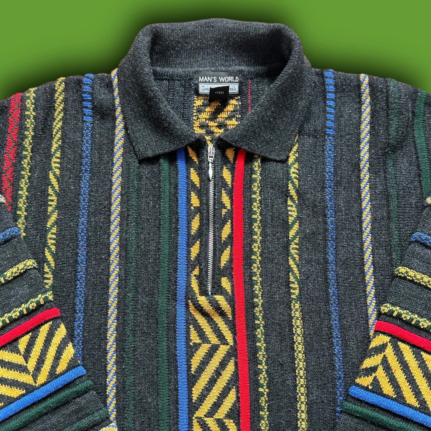 Vintage Vintage 90s Coogi Style Three Quarter Pullover Jumper Size US L / EU 52-54 / 3 - 2 Thumbnail