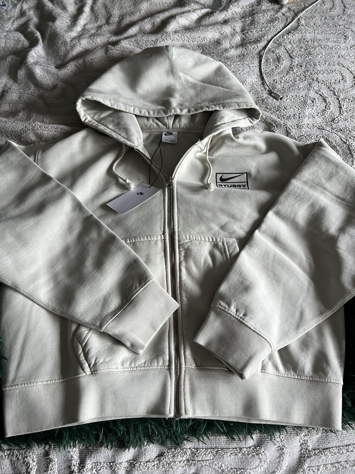 トップス S NIKE Stussy Fleece Hoodie Light Bone Buy Nike x Stussy Stone Washed Fleece Zip Hoodie 'Light Bone