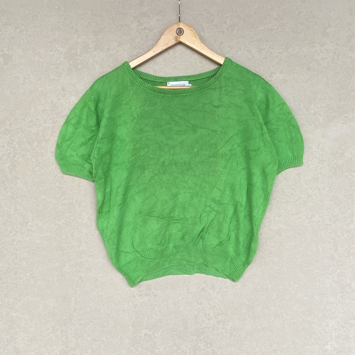Other Vintage United Benetton Knitted Short Sleeve Crop Top Green Size S / US 4 / IT 40 - 1 Thumbnail