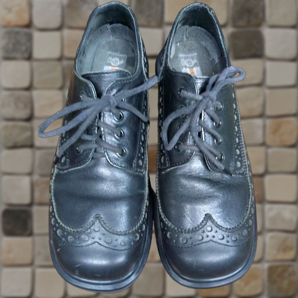 Dr. Martens VINTAGE Dr. Martens Men Brogue Oxfords Black Leather Square Toe Lace Up 9 US 8 UK 90s Shoes Size US 8 / EU 41 - 1 Thumbnail