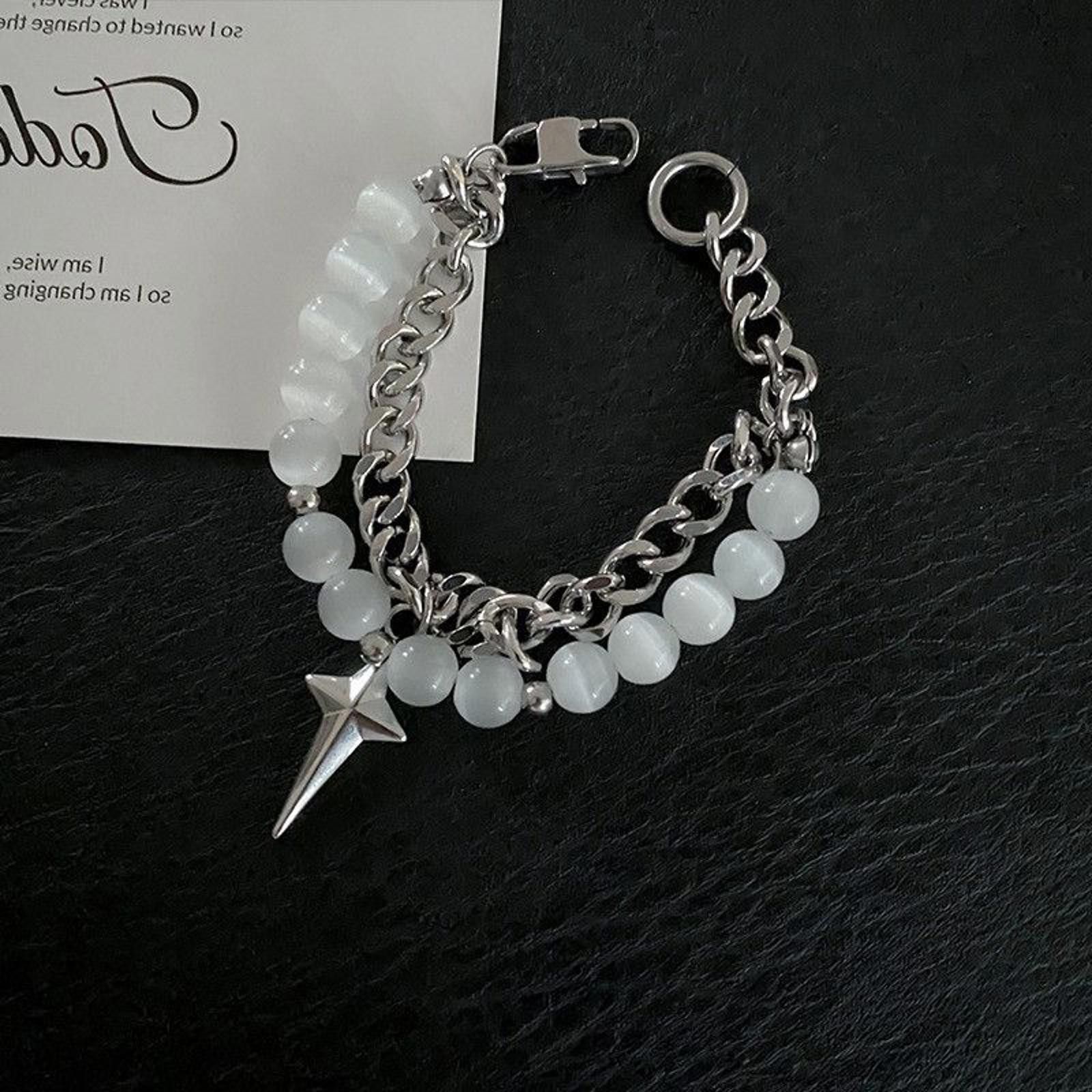 Jewelry Pearl Layered Chain Bracelet in Silver, Men's