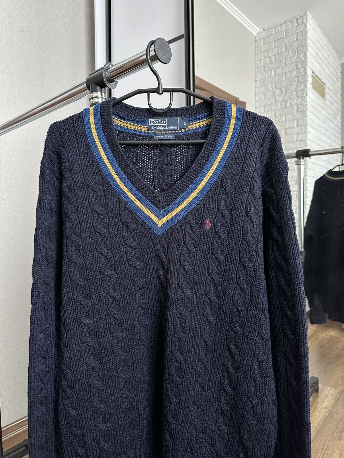 Polo Ralph Lauren Polo Ralph Lauren RL Vintage V-Neck Cable Wool Sweater 90s Size US L / EU 52-54 / 3 - 5 Thumbnail
