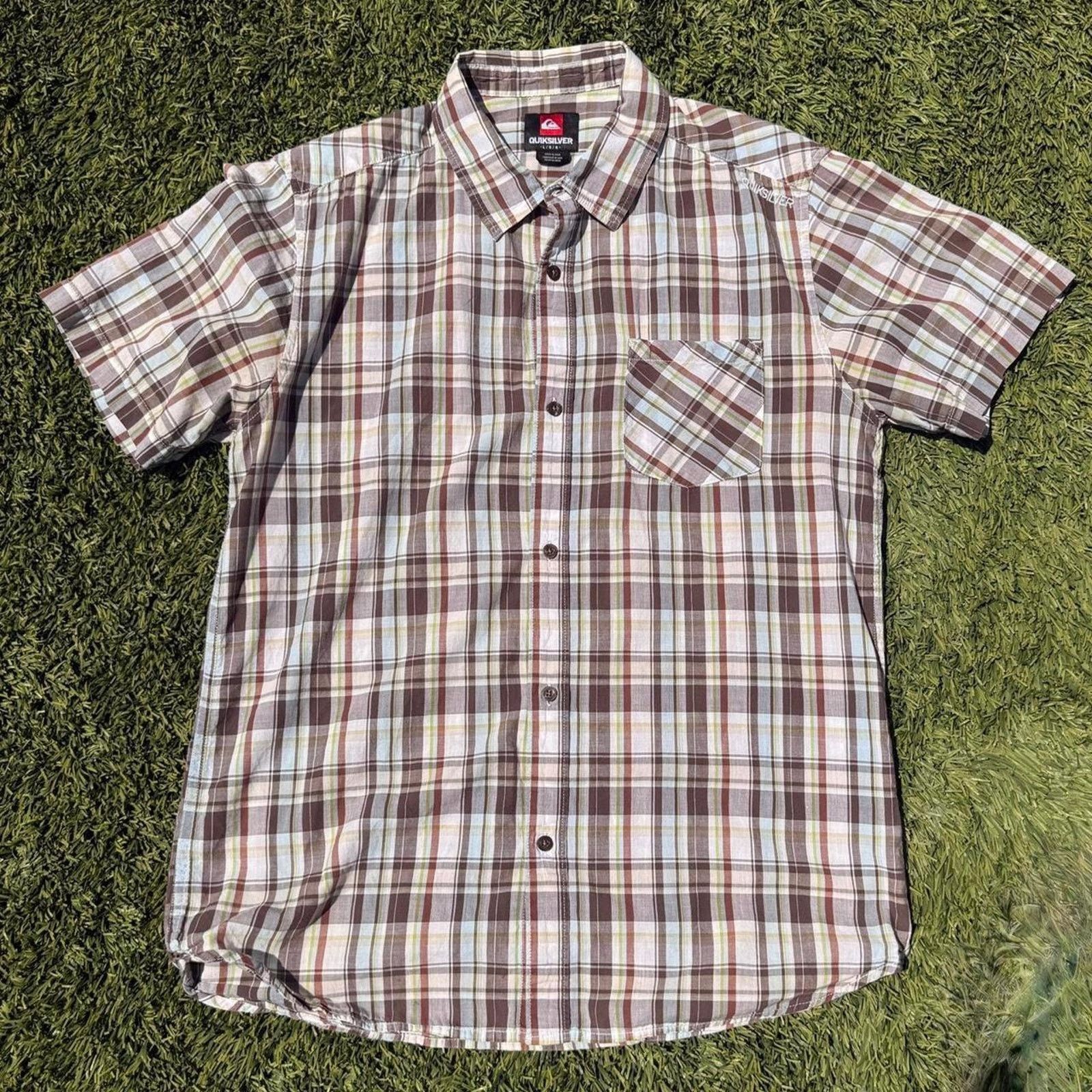 Quiksilver Quicksilver Vintage 00s Button Up Shirt Brown Tan Size L Size US L / EU 52-54 / 3 - 1 Thumbnail