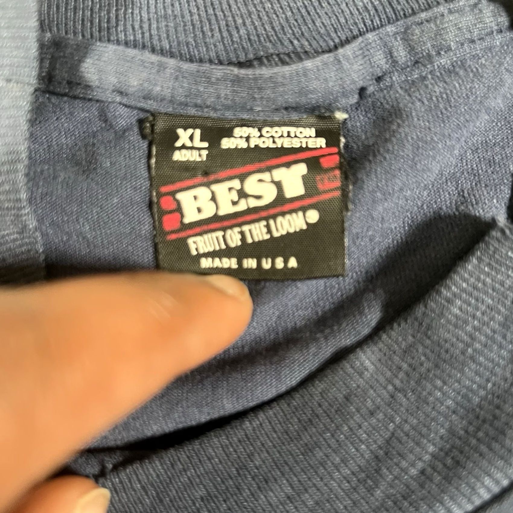Fruit Of The Loom VINTAGE Tire Shop Tshirt SINGLE STITCH Made In USA XL Blue Mens Shirt USA Stitch Fruit of the Loom 90s Size US XL / EU 56 / 4 - 5 Thumbnail