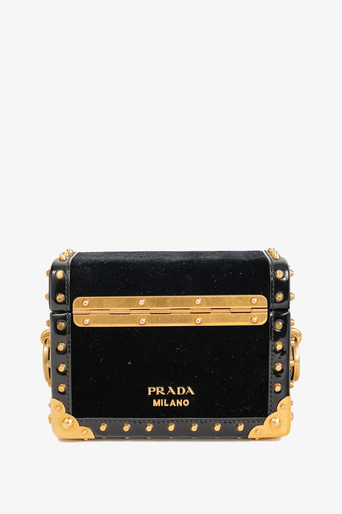 Prada Prada PF/17 Treasure Trunk Black Mini Velvet Box Bag Size ONE SIZE - 4 Thumbnail