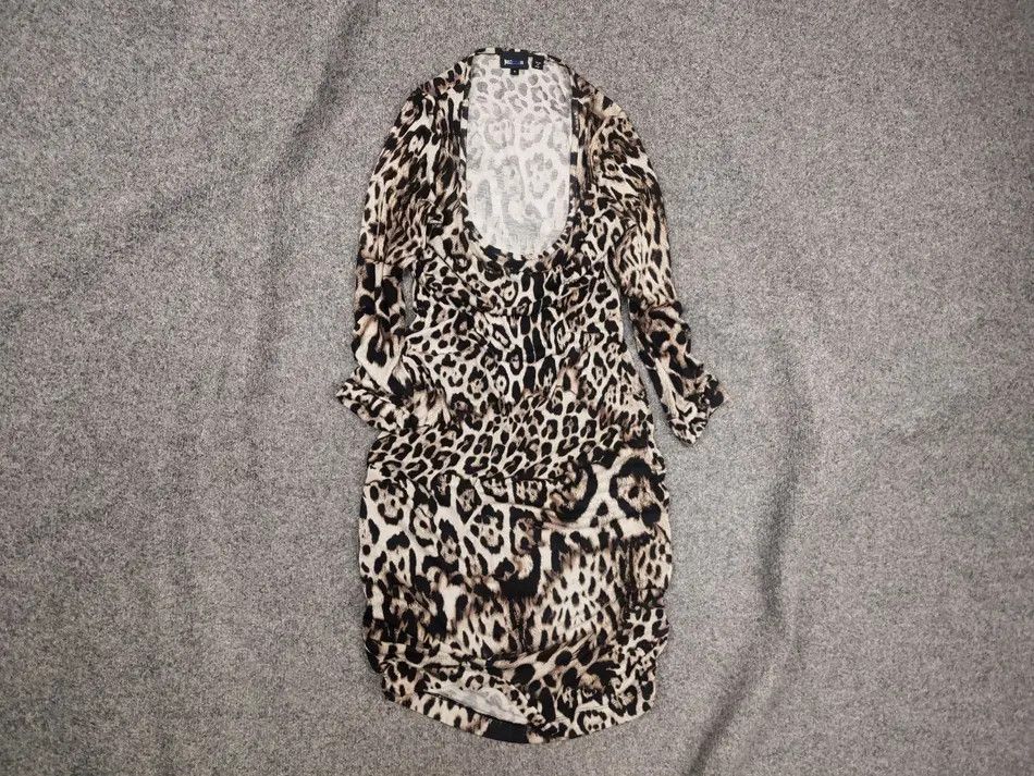 Just Cavalli Just Cavalli Design Leopard Animal Beige Print Midi Dress Size S / US 4 / IT 40 - 1 Thumbnail