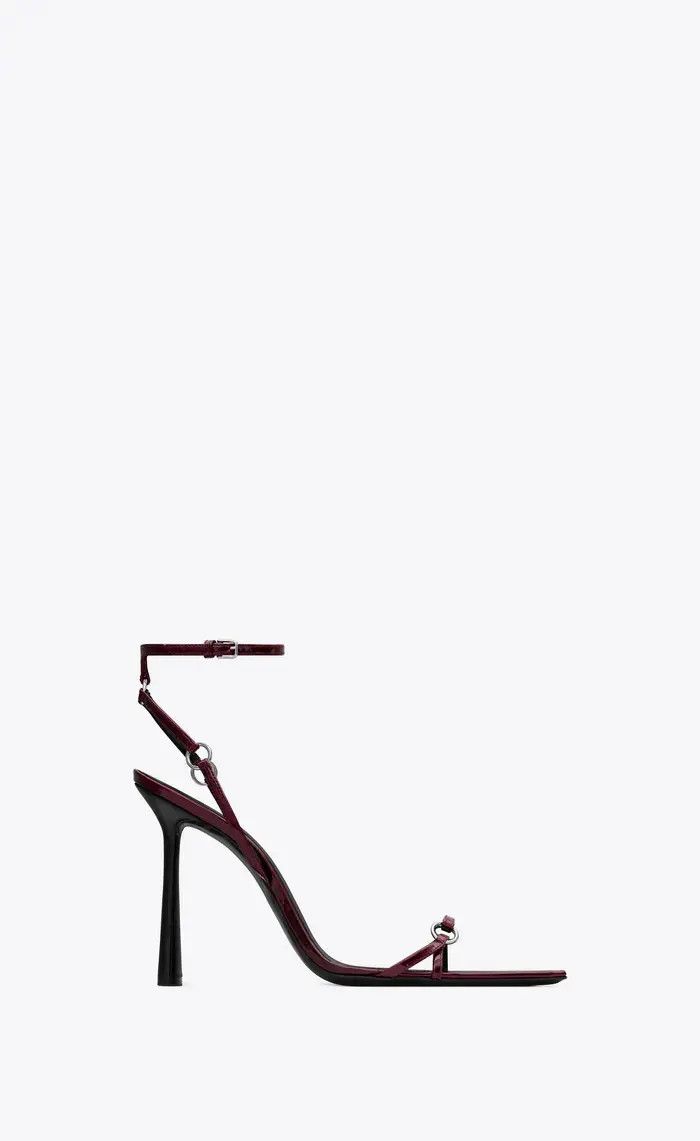 Saint Laurent Paris oc11z1225 755337 Nova Sandals Patent Leather in Burgundy Size US 10 / IT 40 - 1 Thumbnail