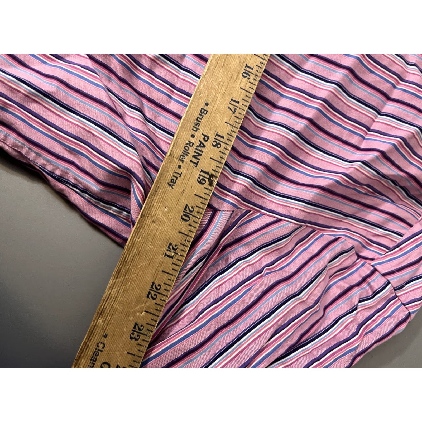 BUGATCHI BUGATCHI Shirt L Classic Fit White Pink Striped Button-Up Long Sleeve Cotton Mens Size US L / EU 52-54 / 3 - 4 Thumbnail