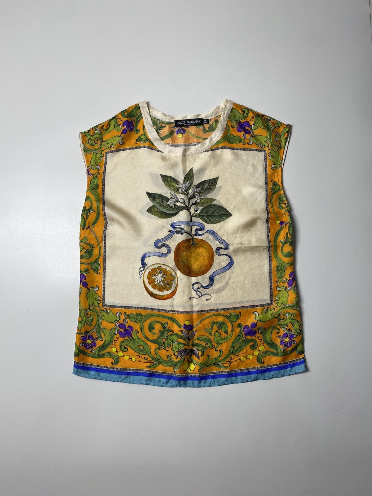Dolce & Gabbana SS16 DOLCE & GABBANA SILICAN ORANGE SILK TOP Size XS / US 0-2 / IT 36-38 - 1 Thumbnail