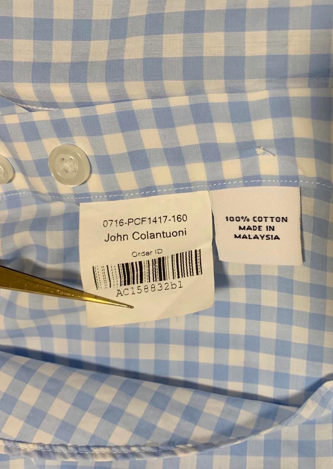 Proper Cloth Proper Cloth Men's Small Light Blue Check Dress Shirt Size US S / EU 44-46 / 1 - 7 Thumbnail