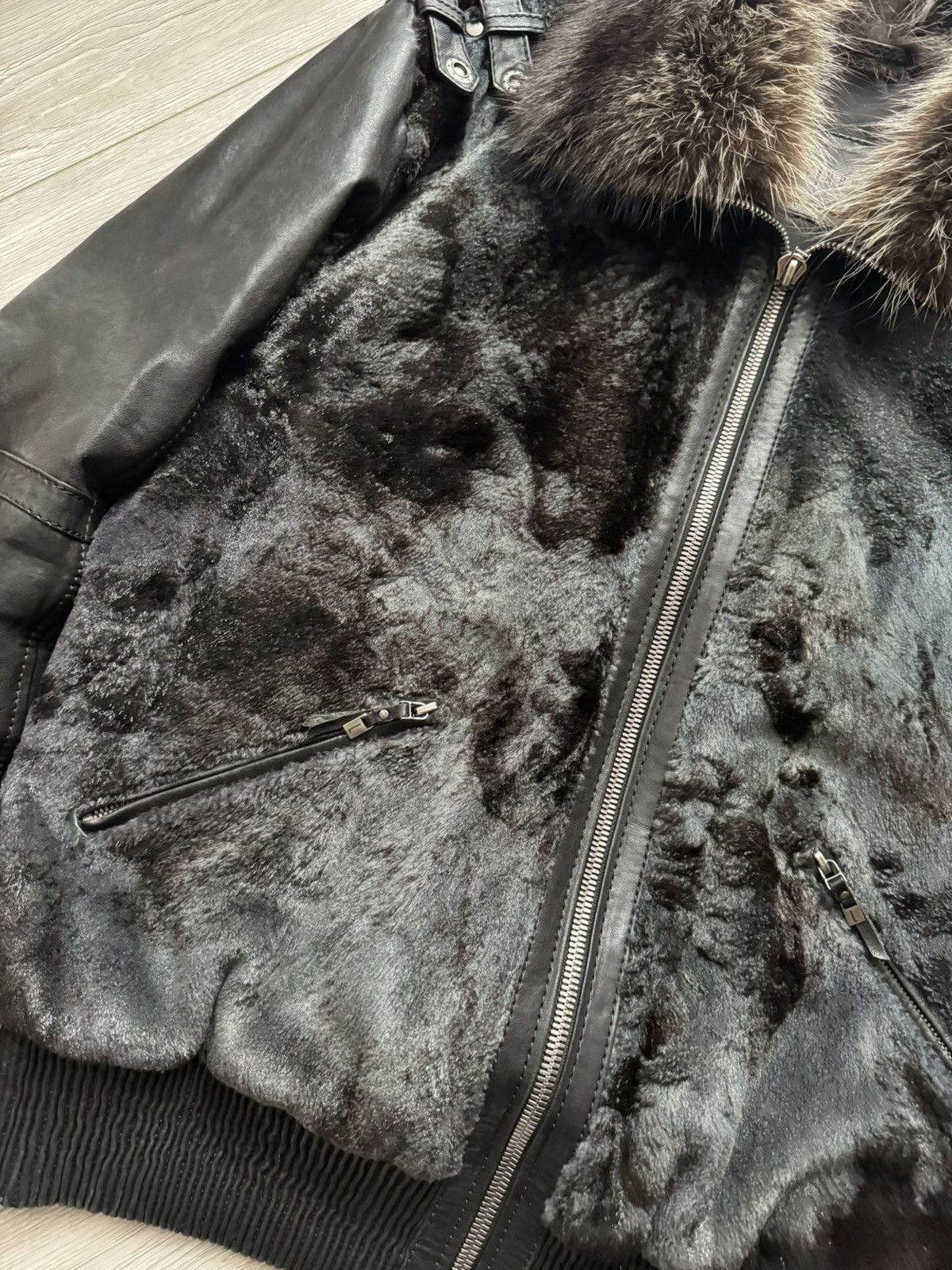 Vintage Levinson Black Leather Shearling Bomber Jacket Size US M / EU 48-50 / 2 - 3 Thumbnail
