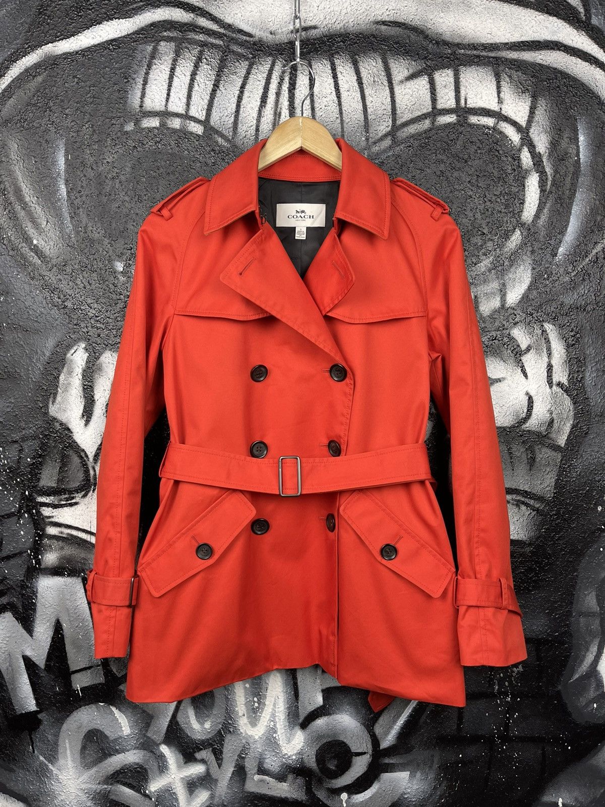 Coach Coach New York Red Orange Short Length Trench Coat Woman’s Size S / US 4 / IT 40 - 2 Thumbnail