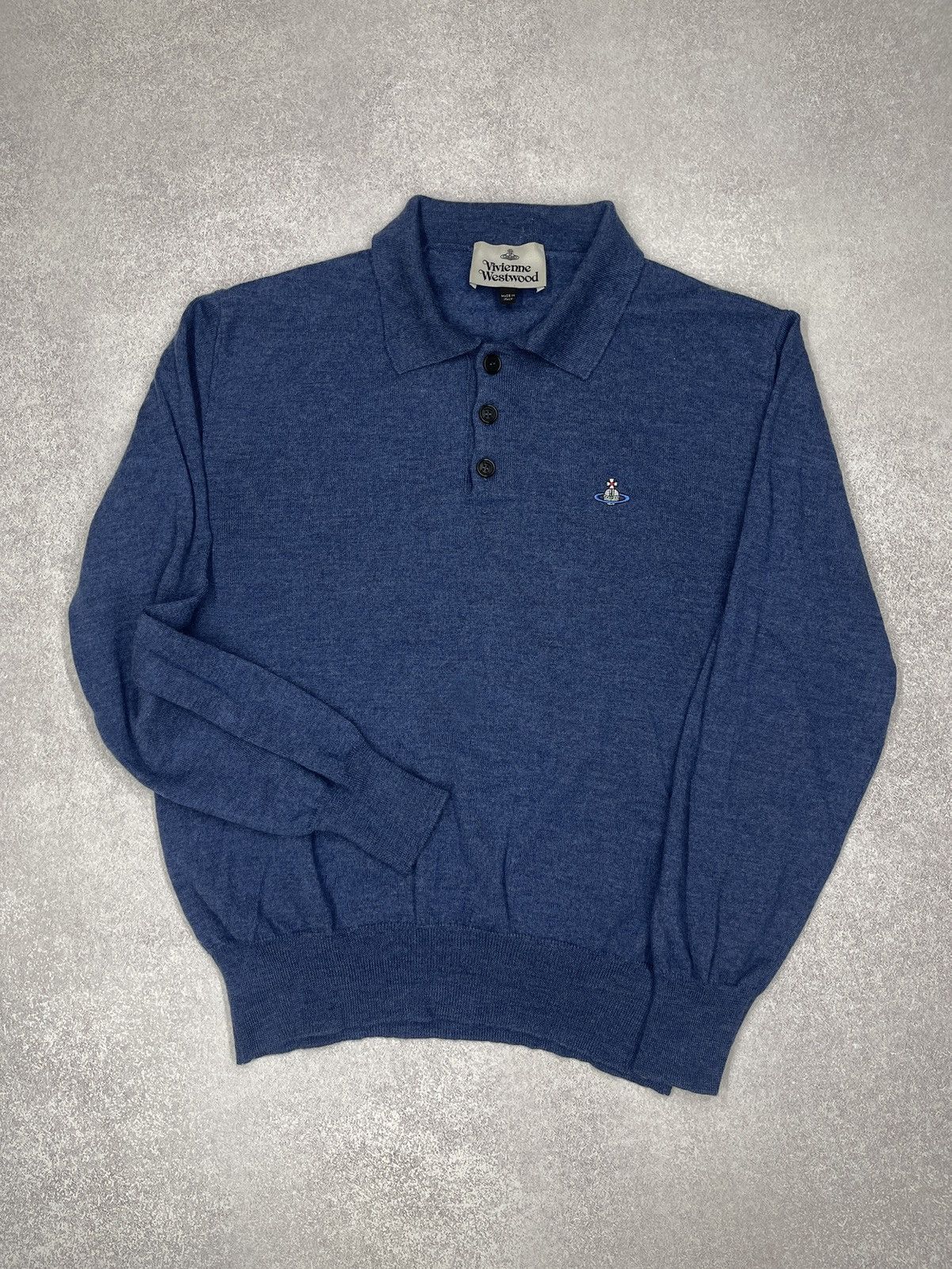 Vivienne Westwood Vivienne Westwood Knit Polo Sweater Wool Blue Made in Italy Size US M / EU 48-50 / 2 - 2 Thumbnail