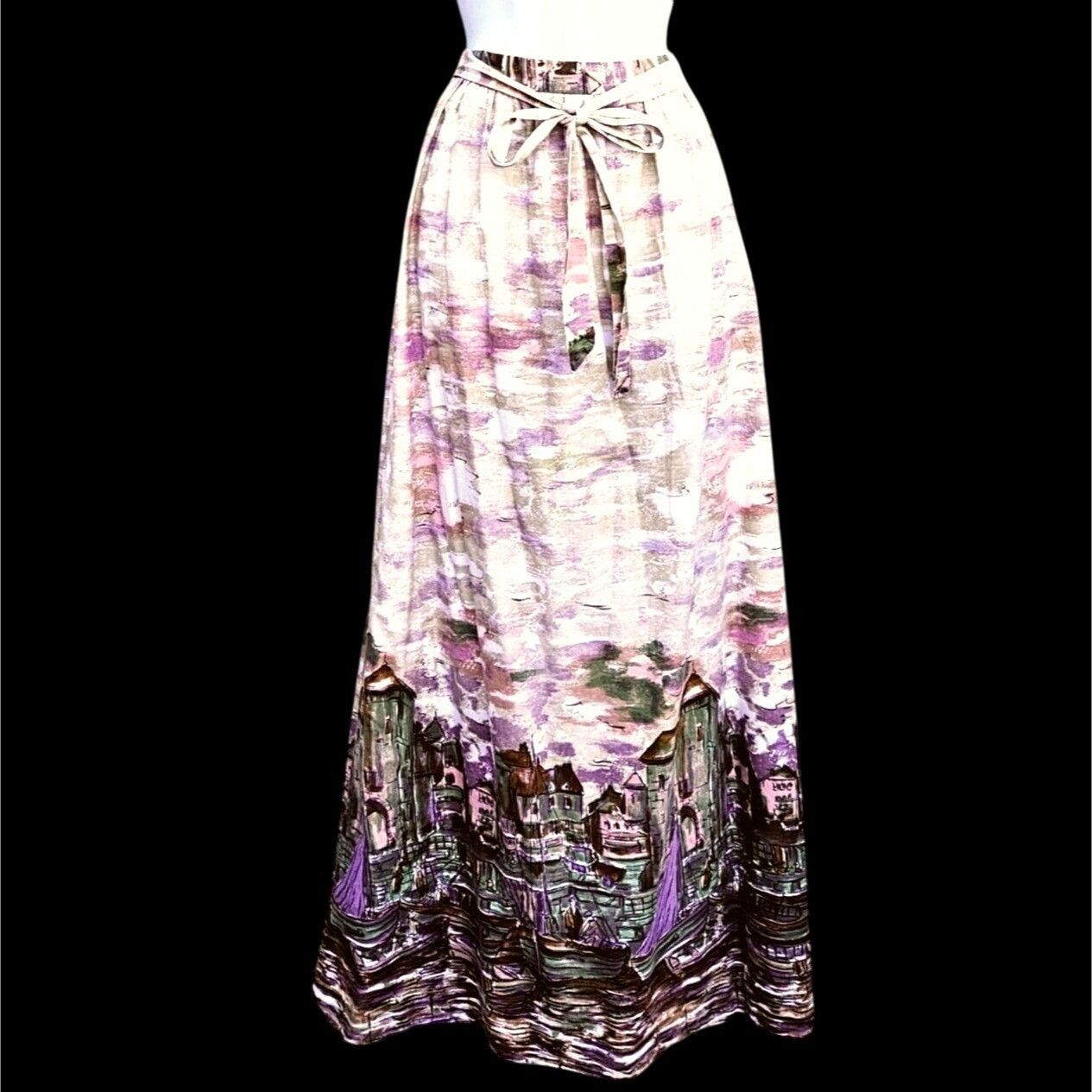 Other Lanz Originals 1980s Scenic Maxi Skirt Seine River 26"W Past Size 26" / US 2 / IT 38 - 1 Thumbnail