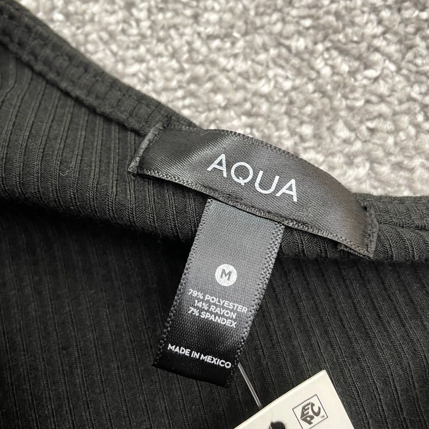 AQUA Aqua Bodysuit One Piece Womens Medium Black NWT New Modern Knit Polyester Wireless No Underwire Size M / US 6-8 / IT 42-44 - 7 Thumbnail