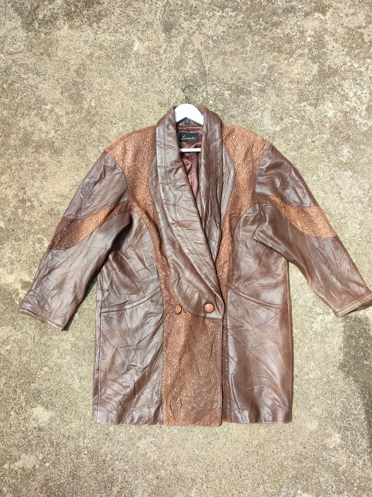 Genuine Leather Vintage Lamandora Two-Tone Leather Coat – Made in Japan Size US M / EU 48-50 / 2 - 1 Thumbnail
