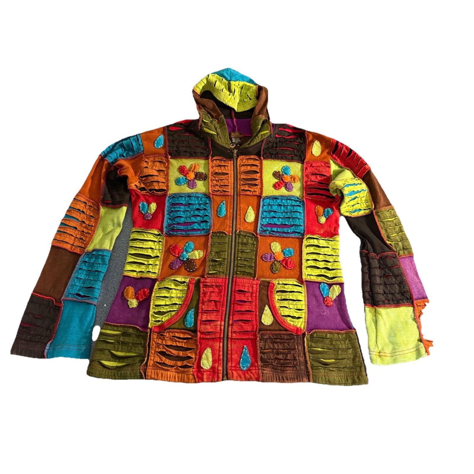 Other UK Rising International Flower Patchwork Hooded Zip Up 3D Knit Size XXL / US 16-18 / IT 52-54 - 10 Thumbnail
