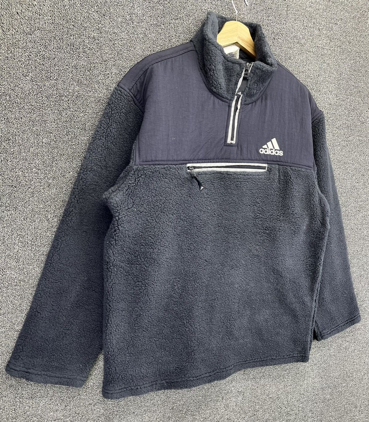 Adidas Vintage Adidas Fleece Rare Half Zipper Sweatshirts Jacket Size US M / EU 48-50 / 2 - 2 Thumbnail