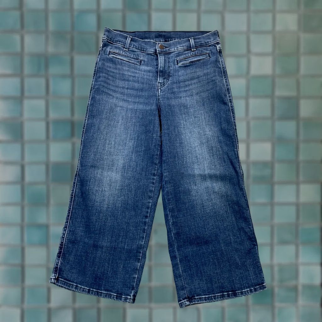 Levi's Levis Jeans Womens 6 Blue Cropped Wide-Leg Whiskered Denim Logo High Rise Cotton Jeans Size 28" / US 6 / IT 42 - 1 Thumbnail