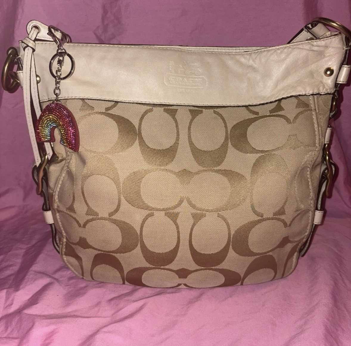 Coach Coach Zoe white leather Jacquard large bag M0868–12674 Size ONE SIZE - 1 Thumbnail
