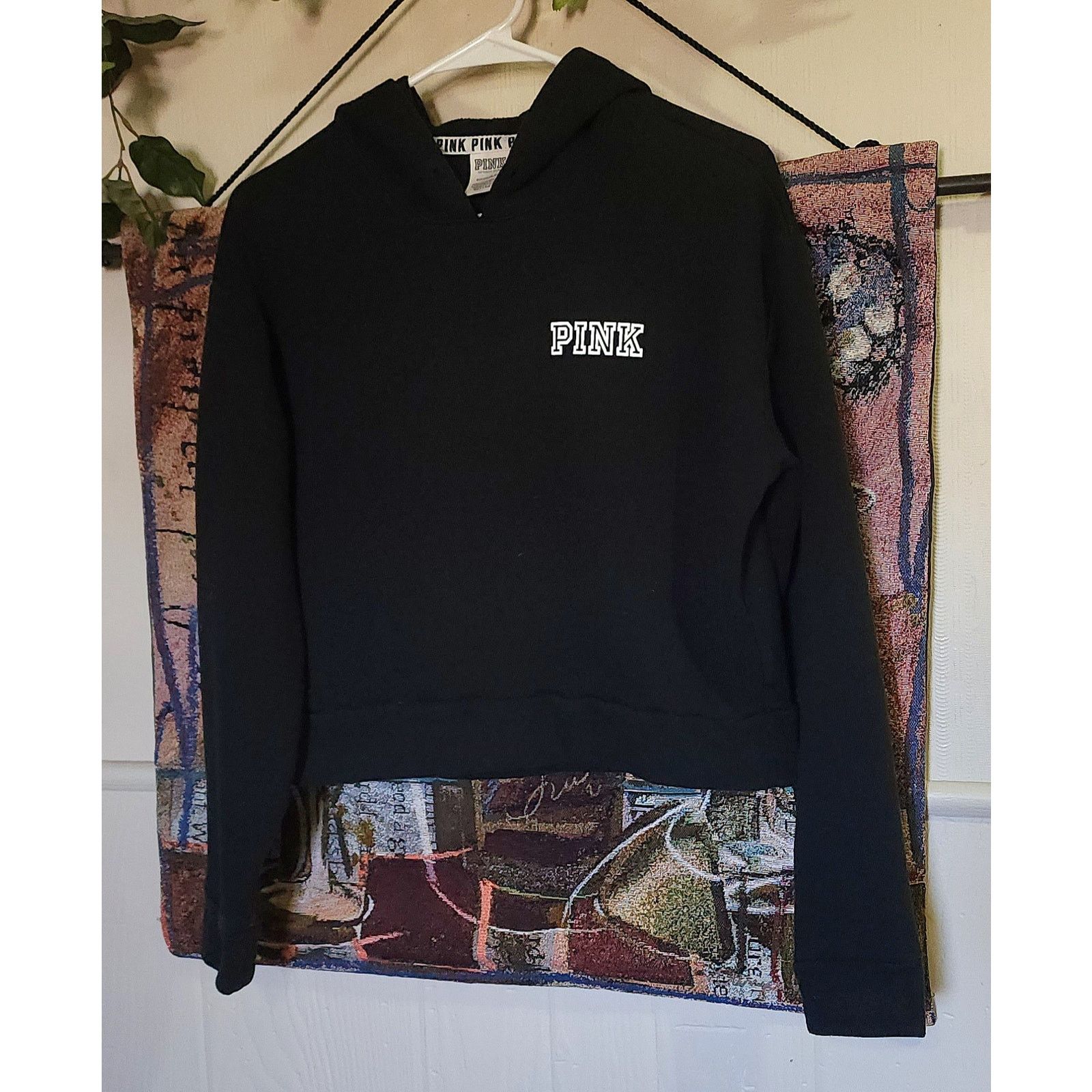 Victoria's Secret Victoria Secret Pink Black Fleece Hood Pullover Hoodie S/P Size S / US 4 / IT 40 - 1 Thumbnail