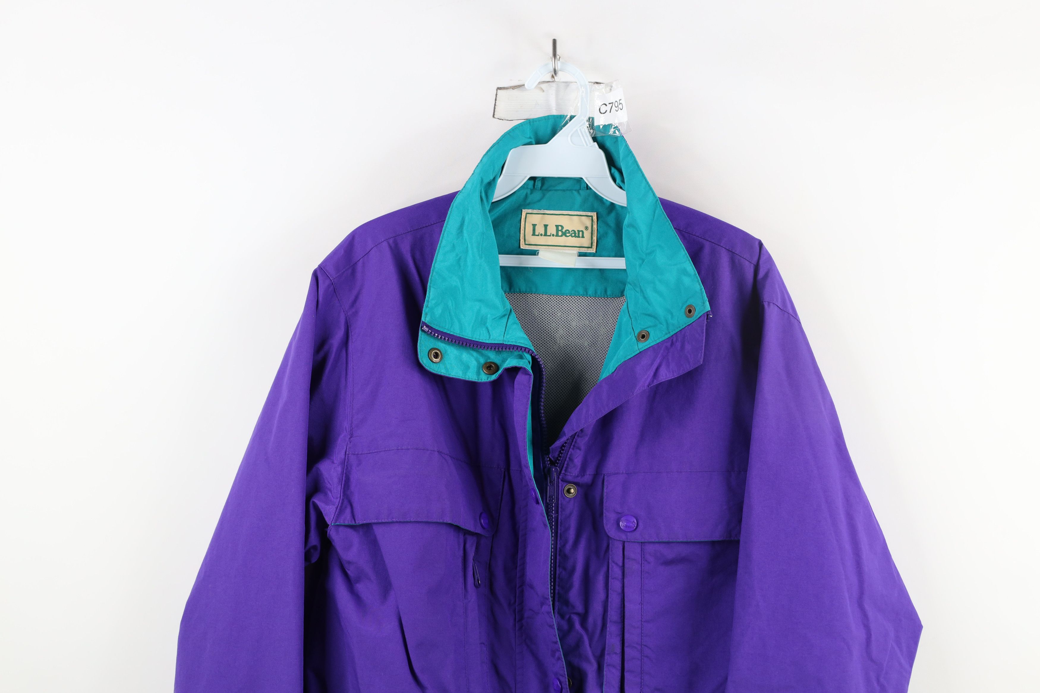 L.L. Bean × Vintage Vintage 90s LL Bean Waterproof Full Zip Rain Jacket Purple Size US M / EU 48-50 / 2 - 2 Thumbnail