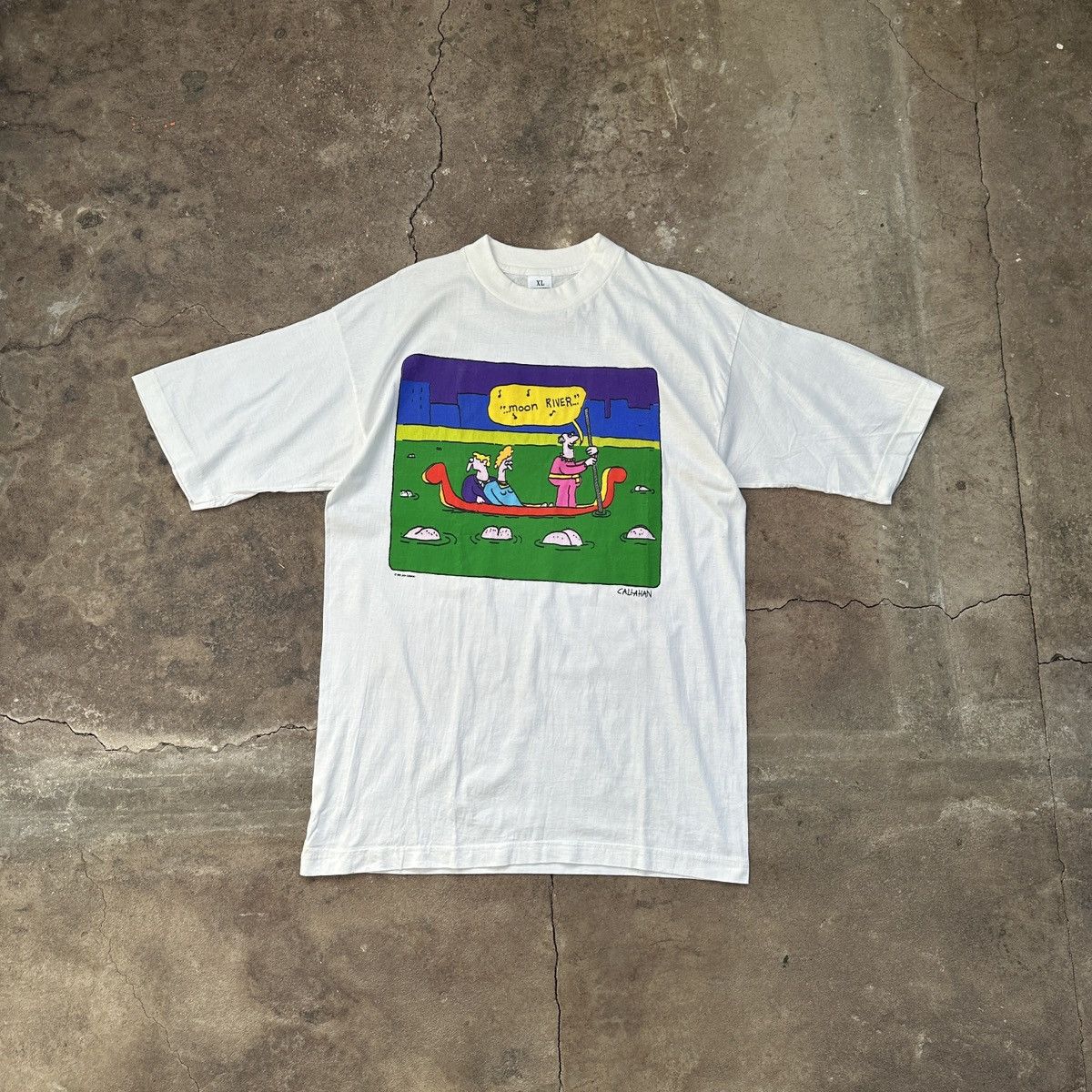 Vintage 1992 MOON RIVER JOHN CALLAHAN T-Shirt Size US XL / EU 56 / 4 - 1 Thumbnail