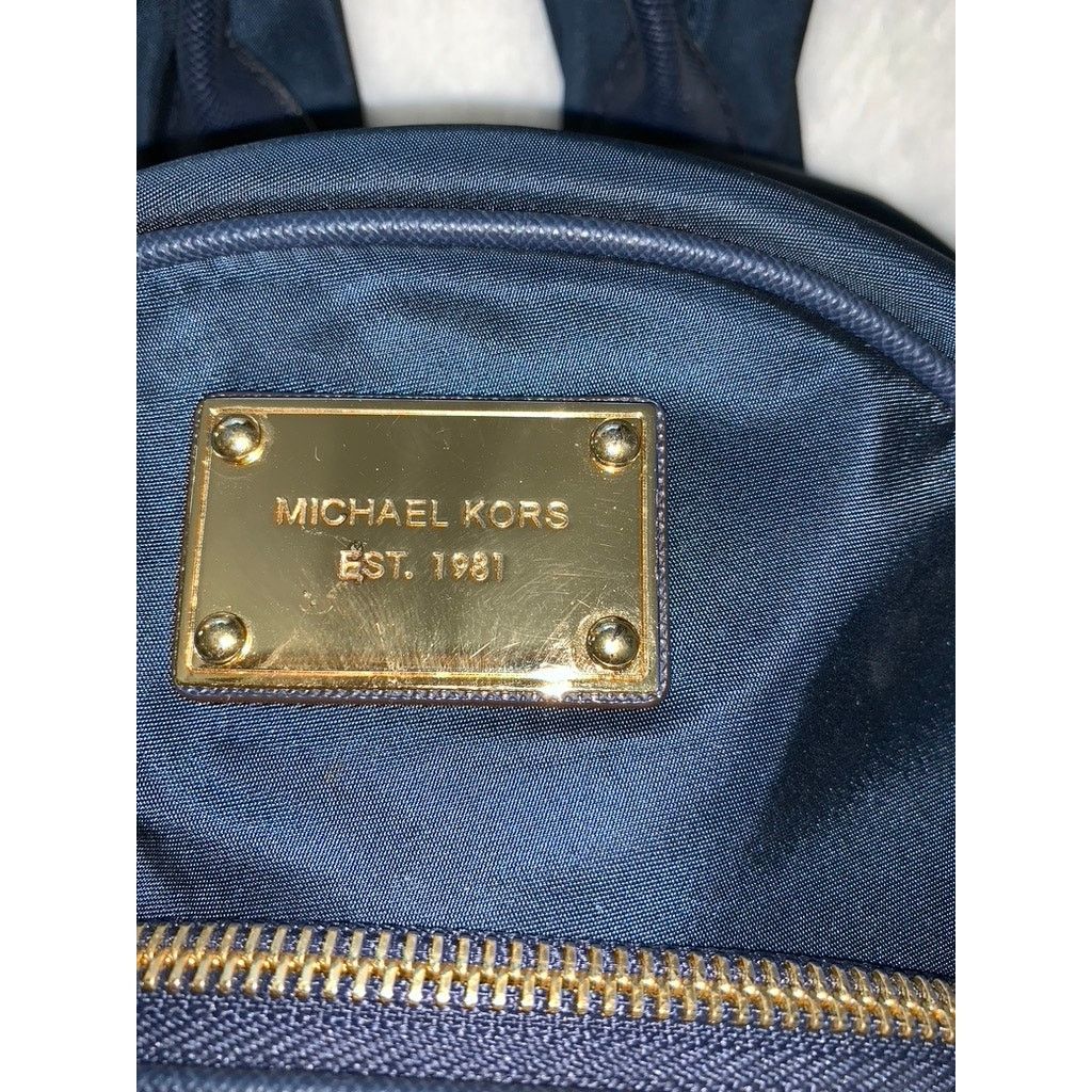 Michael Kors Michael Kors Navy Backpack with Gold Hardware & Logo Plaque Size ONE SIZE - 3 Thumbnail