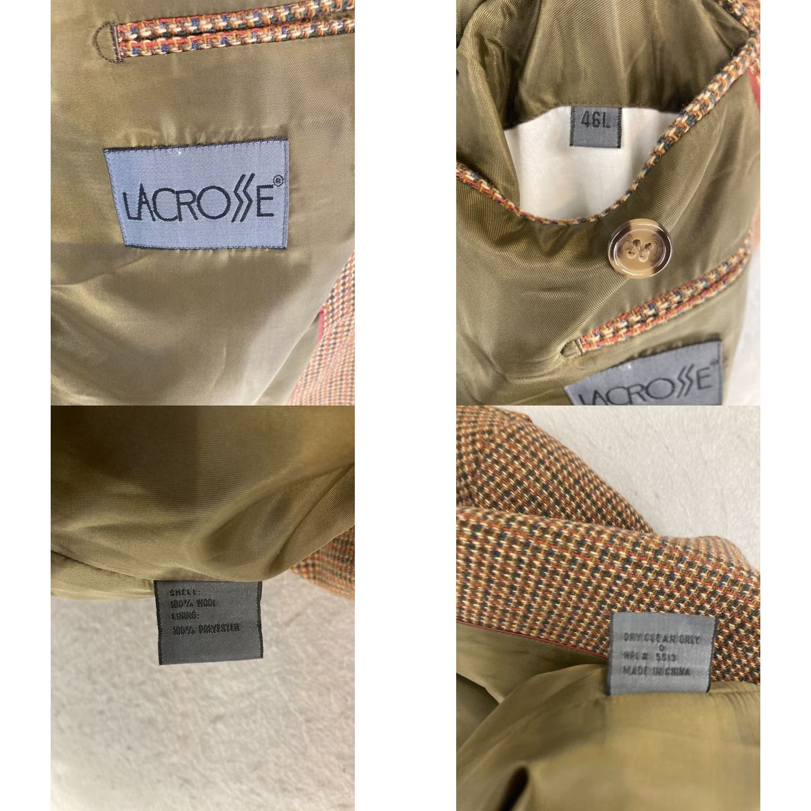 Vintage VINTAGE La Crosse Sport Coat 46L Brown Tweed Herringbone Long Single-Breasted Mens 4-Button Notch Lapel Size US S / EU 44-46 / 1 - 8 Thumbnail