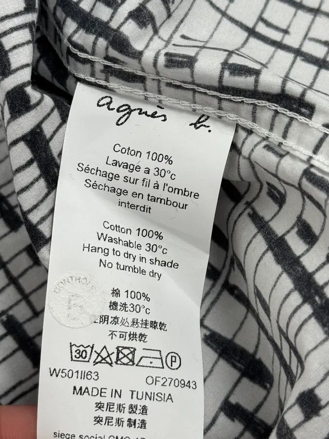agnes b. Agnès B Trompe L’oeil Script Abstract Black & White Shirt Size US M / EU 48-50 / 2 - 10 Thumbnail