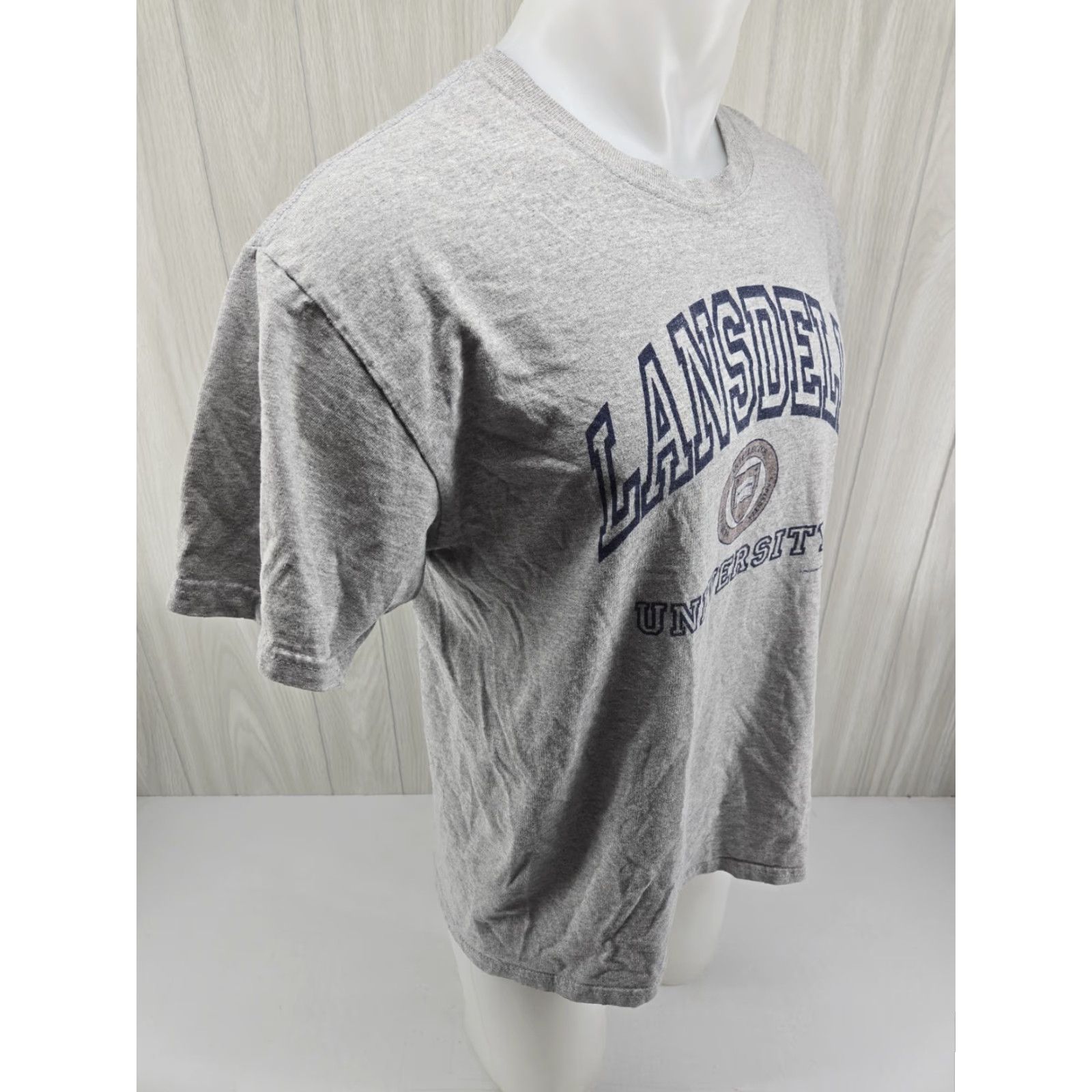 Gildan Lansdell University T Shirt Gray Large Mens Short Sleeve Cotton Blend Graphic Print N/A Size US L / EU 52-54 / 3 - 7 Thumbnail