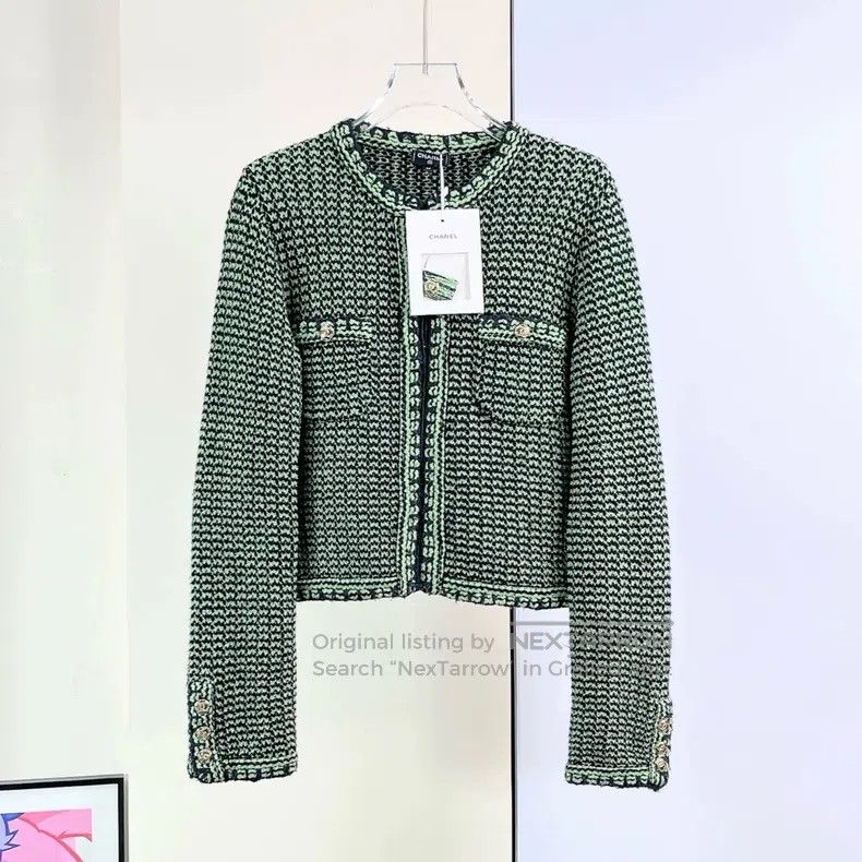 Chanel Chanel 21P black and green cashmere knitted cardigan coat Size XS / US 0-2 / IT 36-38 - 2 Thumbnail