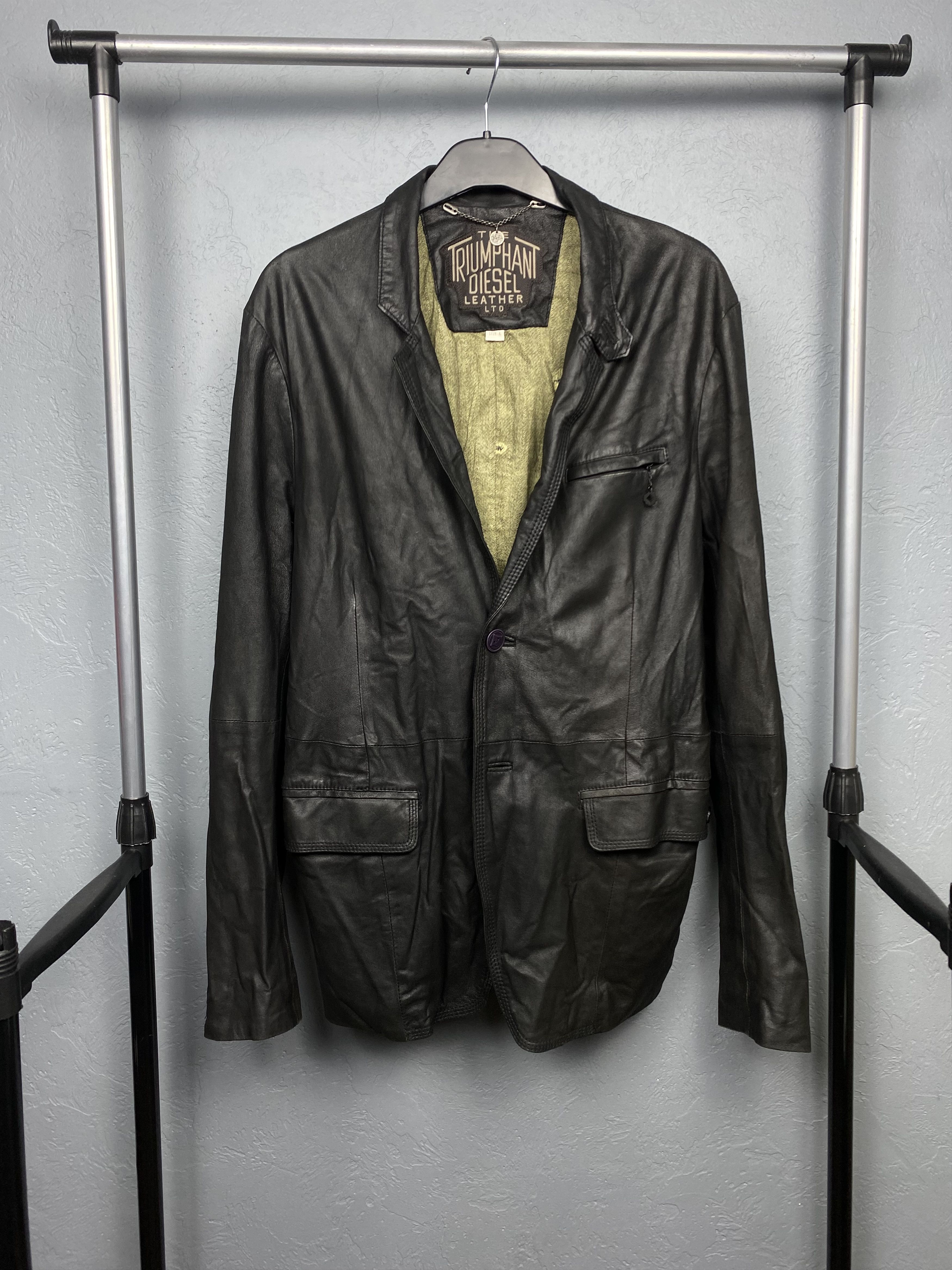 Diesel Diesel Triumphant Ltd. Men's Jacket Leather Moto Coat Blazer Size US L / EU 52-54 / 3 - 1 Thumbnail