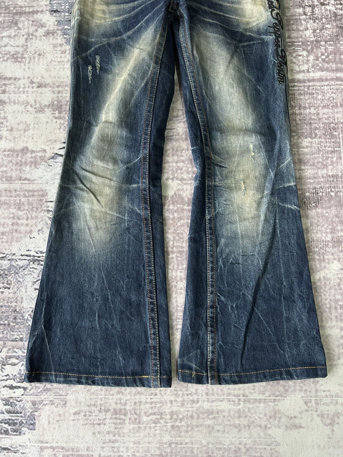 Ed Hardy Red Pepper Flared Punk Skull Jeans Size 29" - 10 Thumbnail