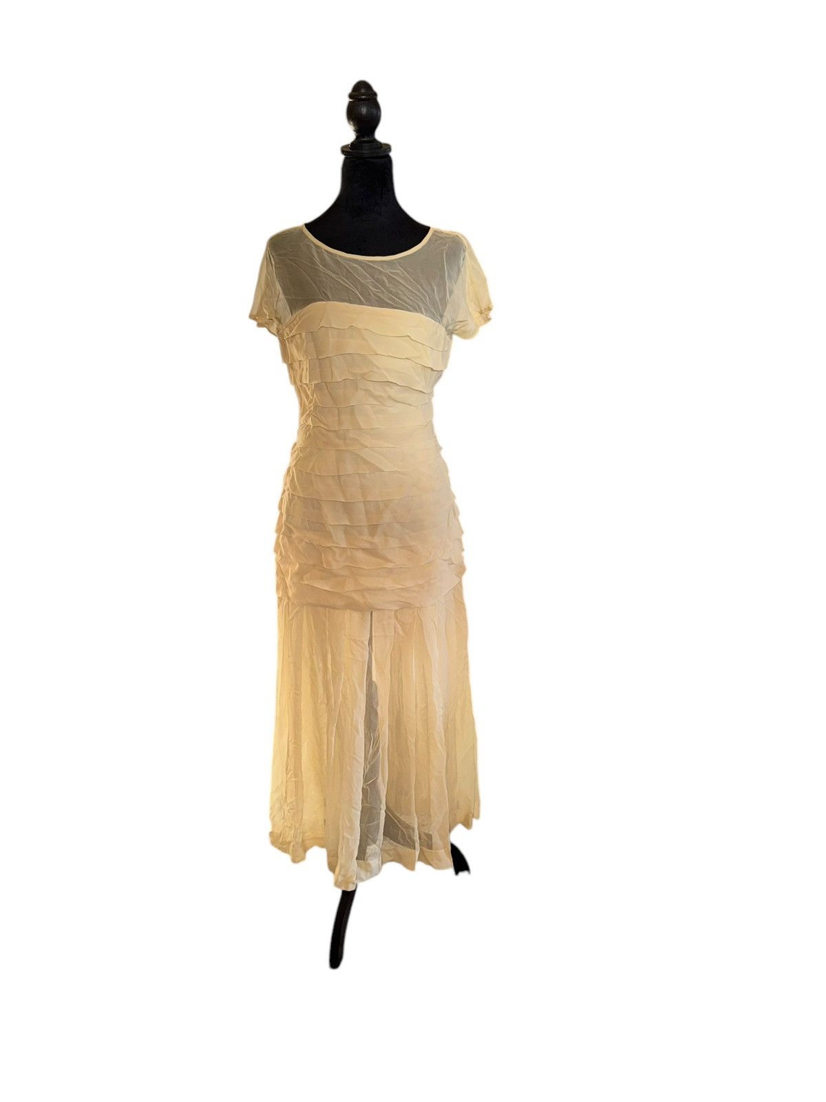 Vintage VTG Dreamy Sheer Ruffled layered SILK Maxi Formal Dress Size M / US 6-8 / IT 42-44 - 4 Thumbnail