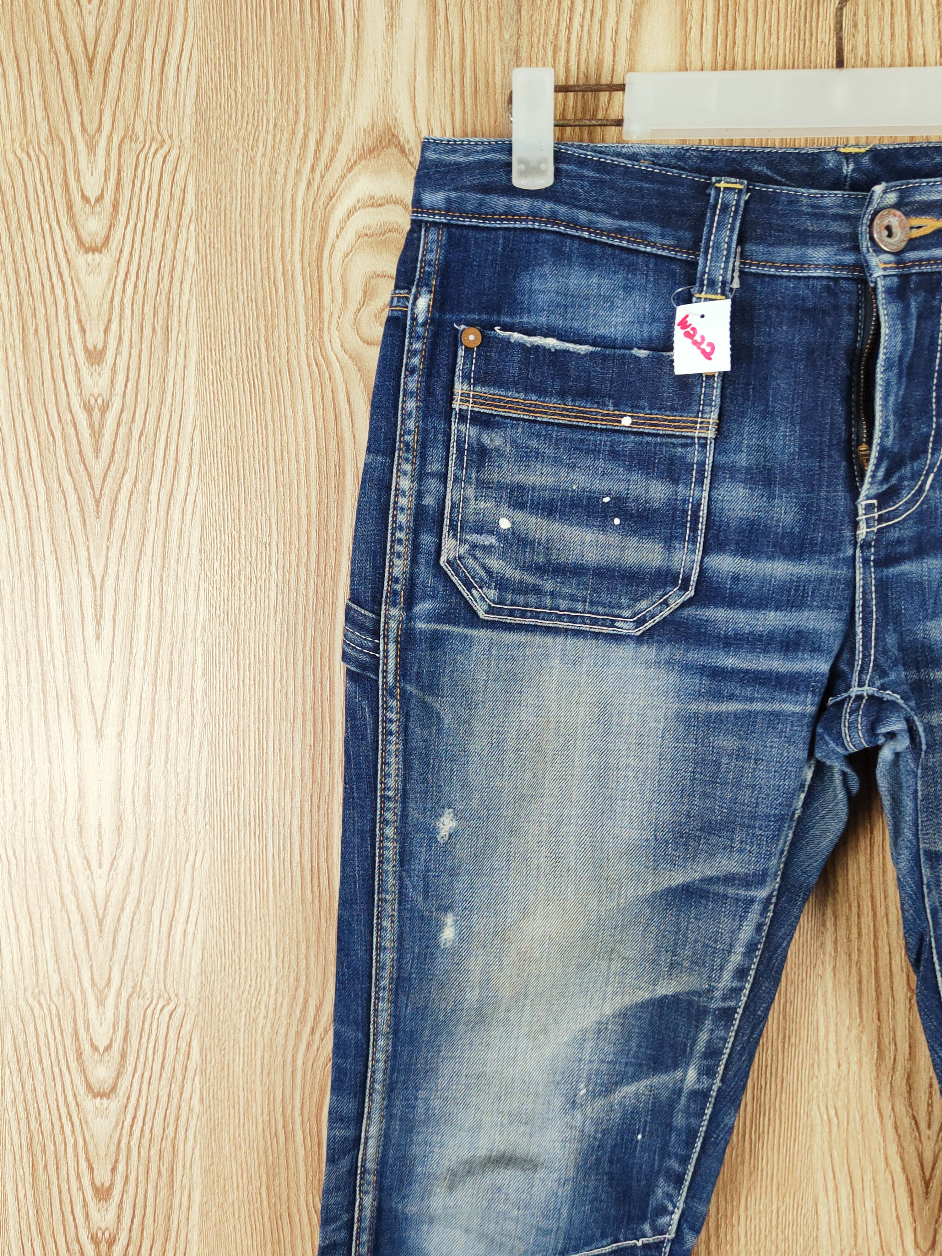 Japanese Brand Lip Star Dark Blue Distressed Ripped Jeans #W222 Size 31" - 3 Thumbnail