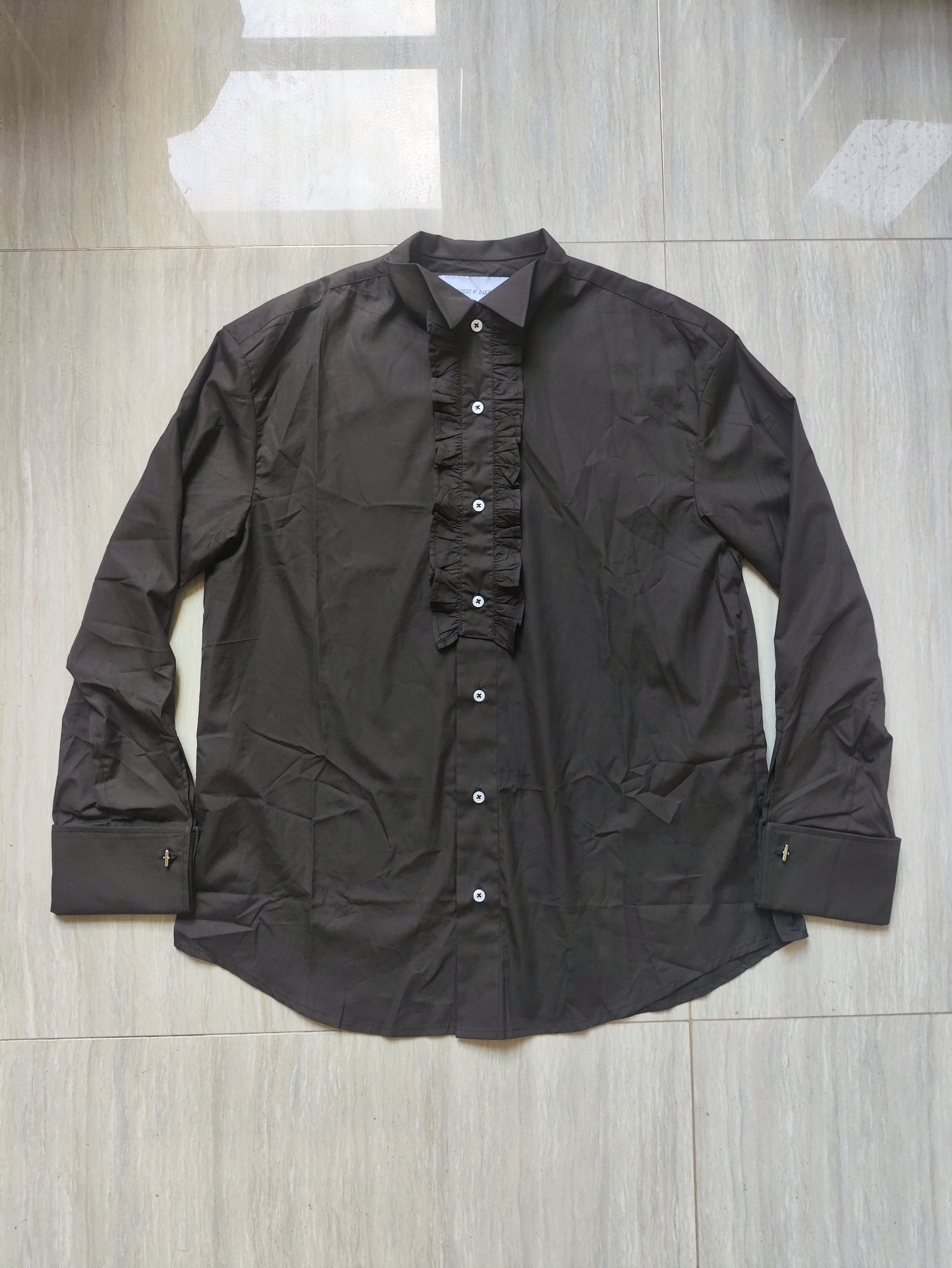 AW18 Frill Collar Drak Brown Royal Shirt