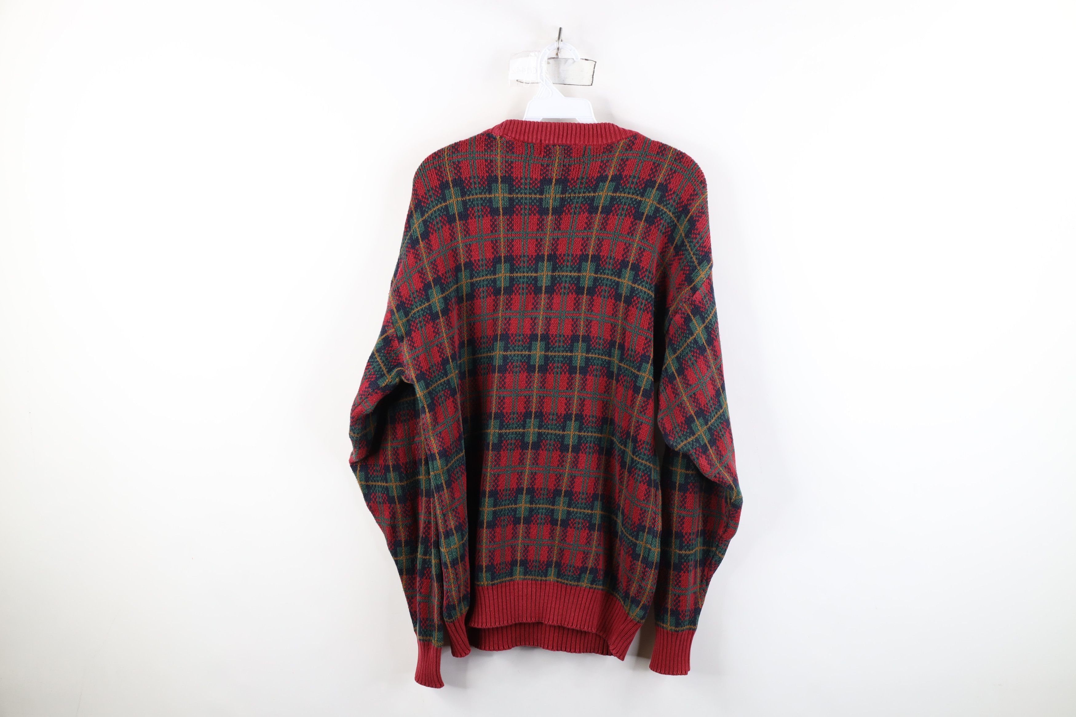 Vintage Vintage 90s Streetwear Cotton Knit Crewneck Sweater Plaid Size US M / EU 48-50 / 2 - 8 Thumbnail